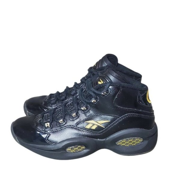 Reebok Question Black Gold Basketball Allen Iverson Hexalite Sz 5.5y/7 in Women - Picture 2 of 7